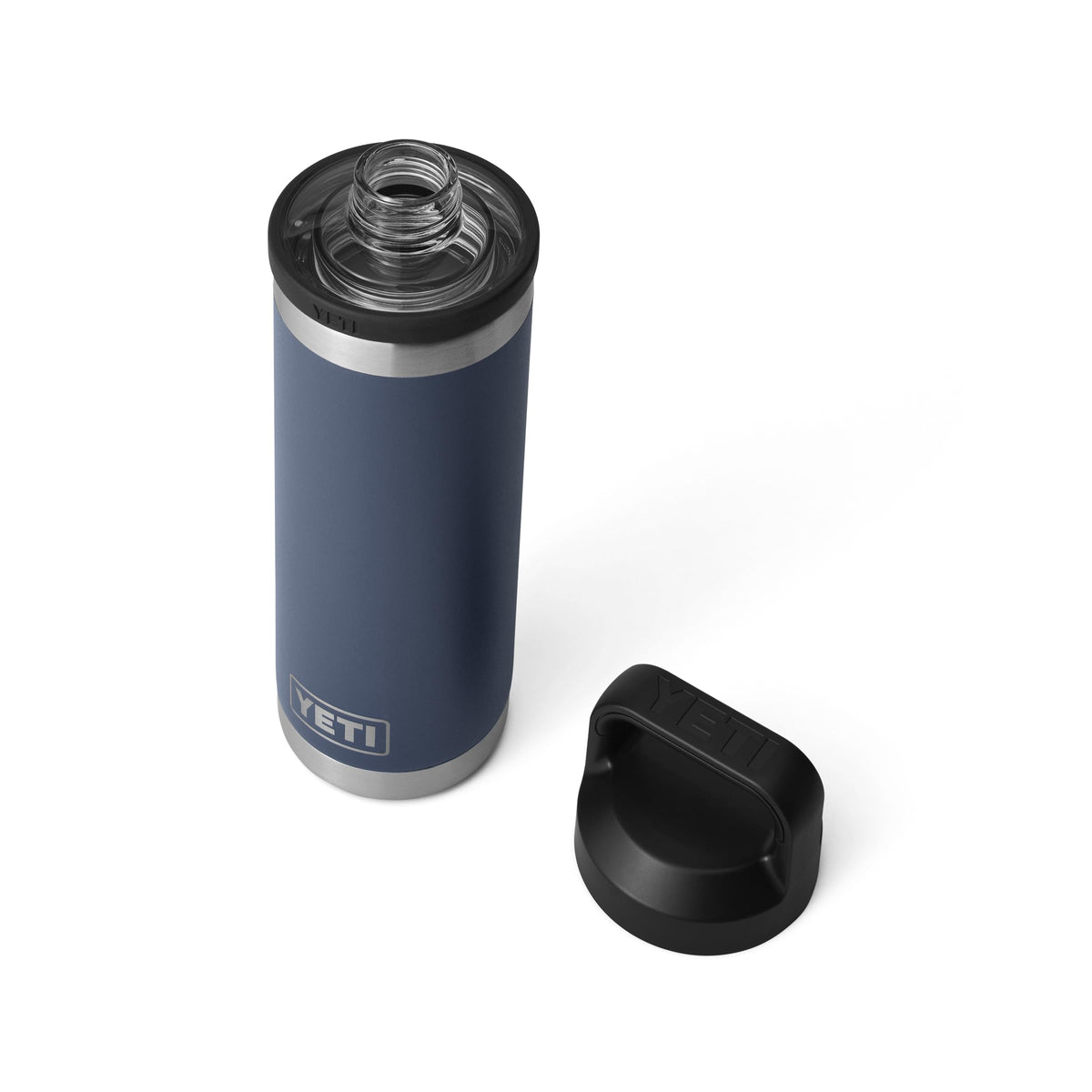 YETI Rambler 18 oz bottle in 18/8 stainless steel, rust-resistant and durable.