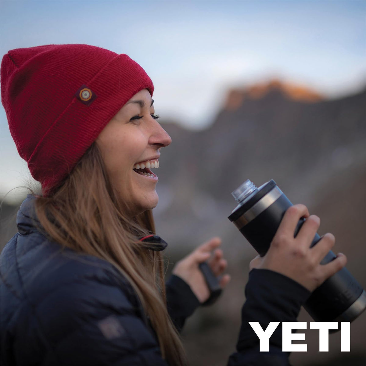 YETI Rambler 18 oz Chug Cap enables quick sipping with a half-twist for fast refreshment
