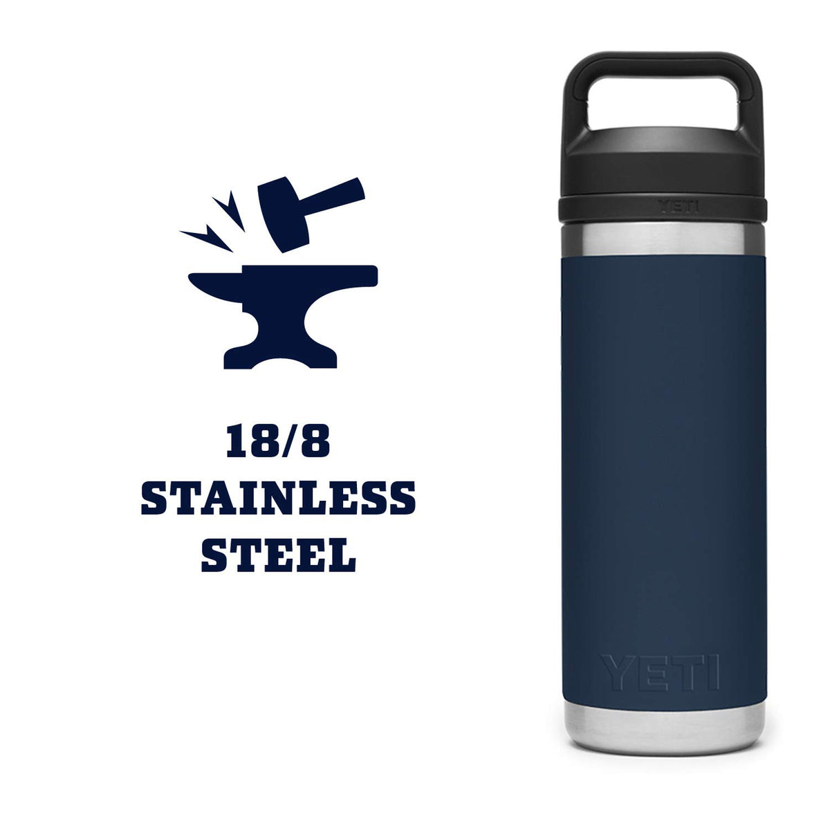 YETI Rambler 18 oz bottle fits standard cup holders for easy transport.