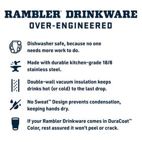 YETI Rambler 18 oz No-Sweat exterior keeps hands dry during workouts or commutes