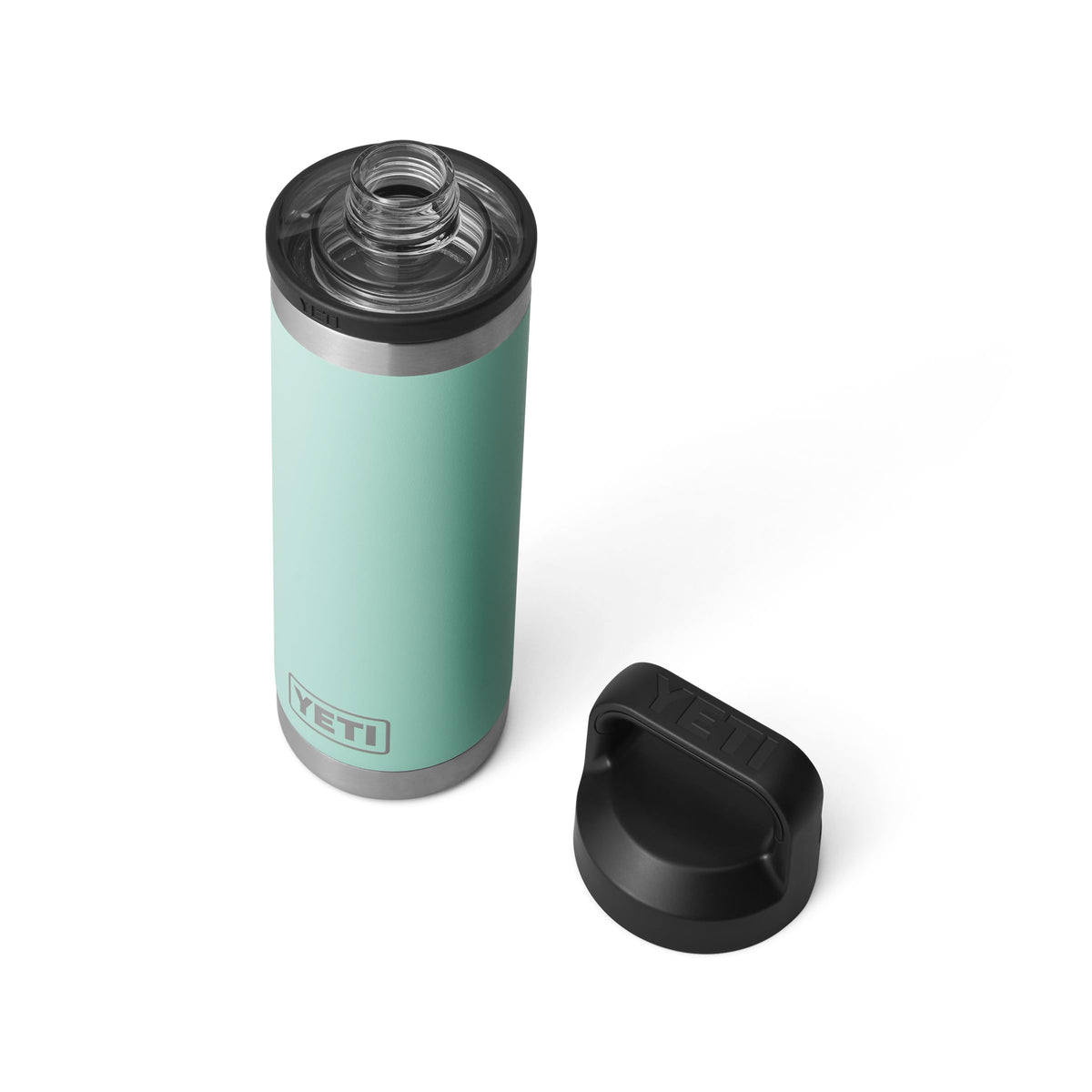 YETI Rambler 18 oz bottle in 18-8 stainless steel for durability.