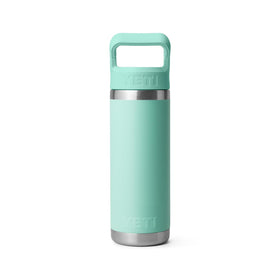 YETI Rambler seafoam detail emphasizes rugged stainless steel finish