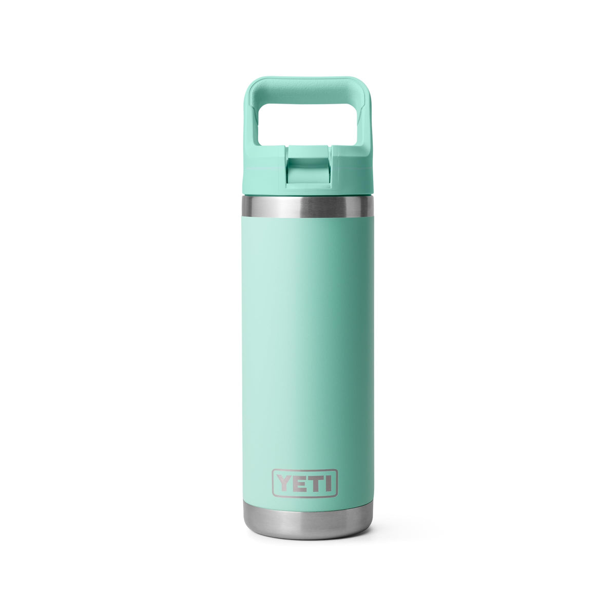 YETI Rambler 18oz bottle seafoam front view keeps drinks cold on commutes