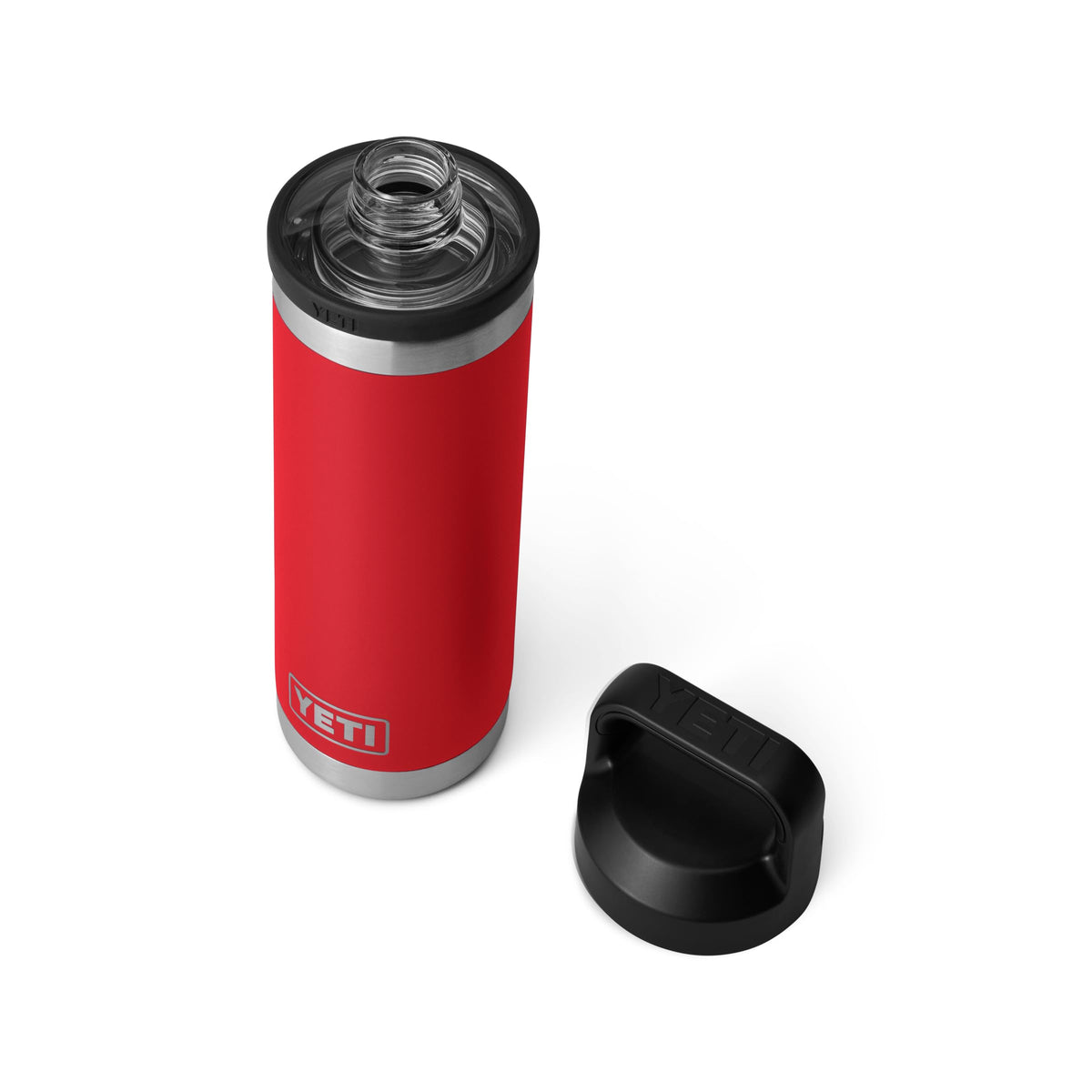 YETI Rambler 18 oz bottle made of 18/8 stainless steel resists punctures and rust.