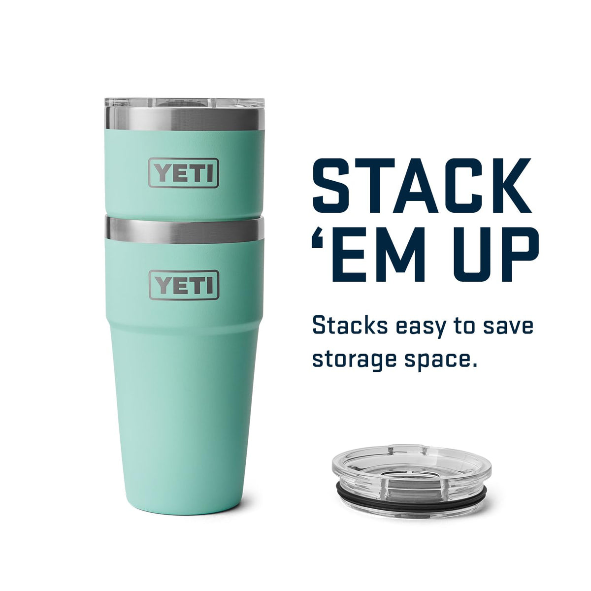 YETI Rambler 20 oz seafoam outdoors during camping and warmth