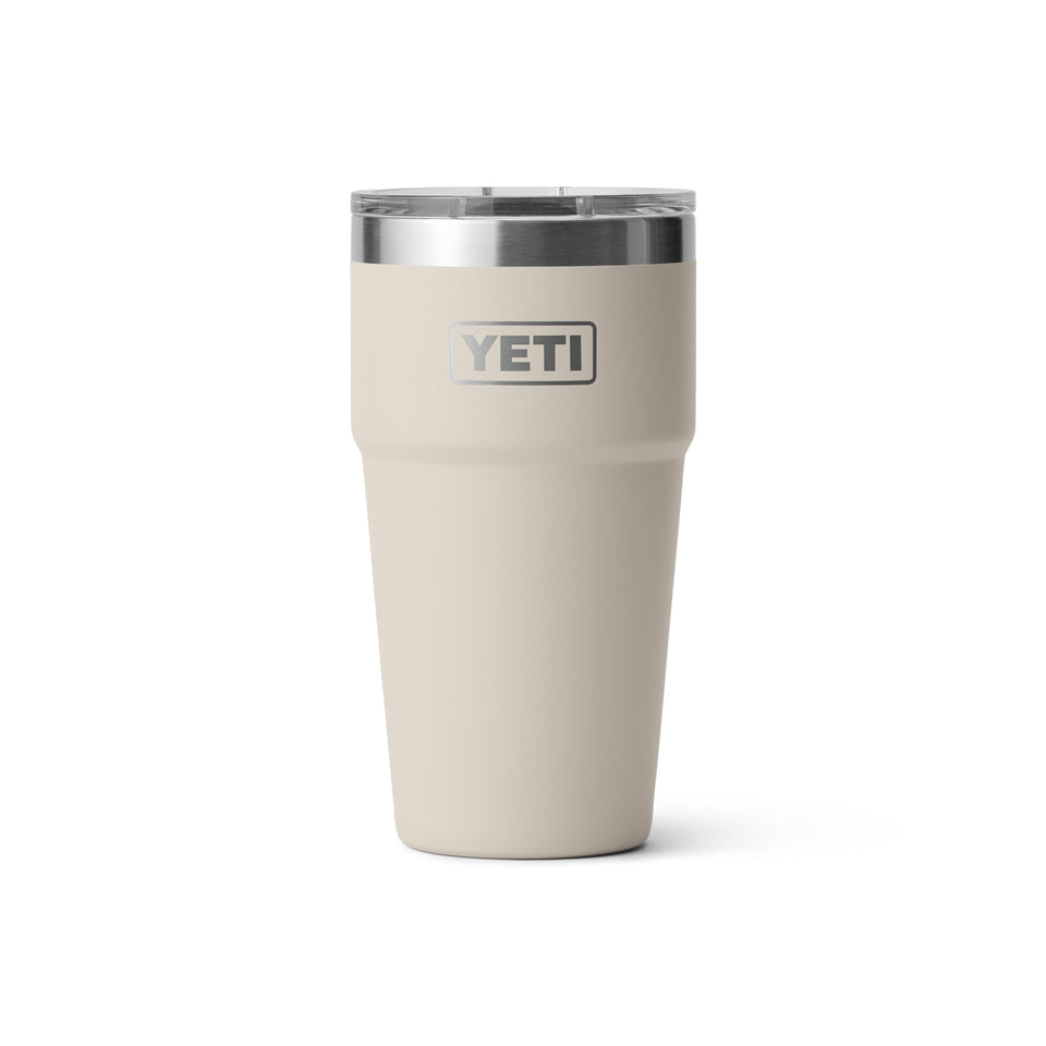 YETI Rambler 20 oz Cape Taupe front view shows rugged stainless steel with temperature retention.