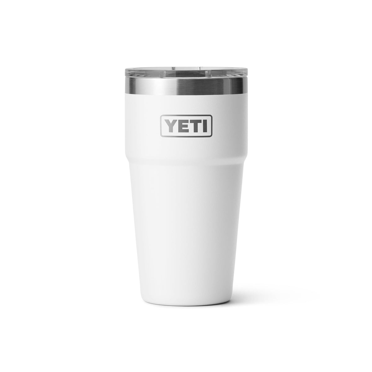 YETI Rambler 20 oz stackable tumbler front view shows durable stainless steel for daily use.