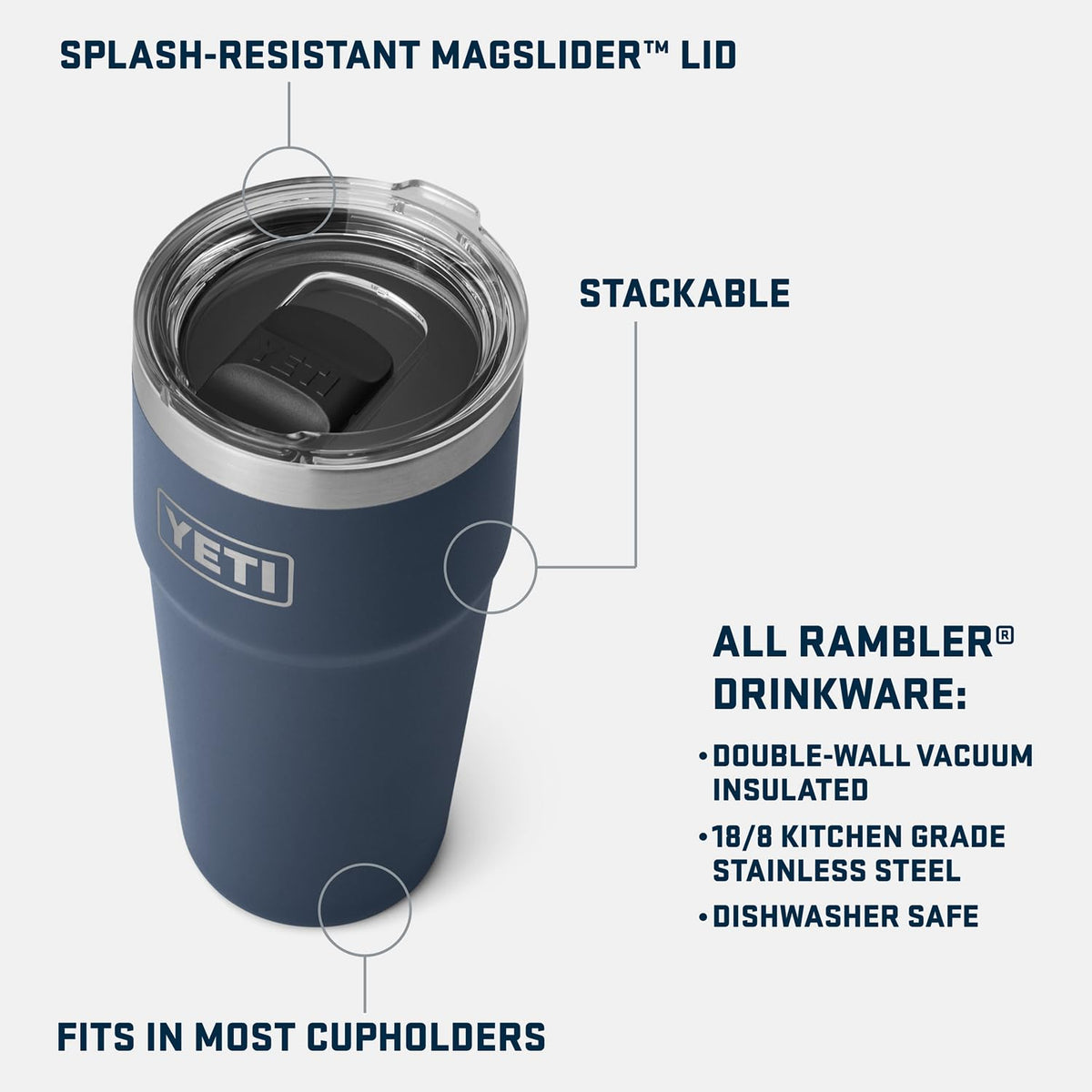 YETI Rambler 20 oz with MagSlider lid visible for secure sipping on the go.