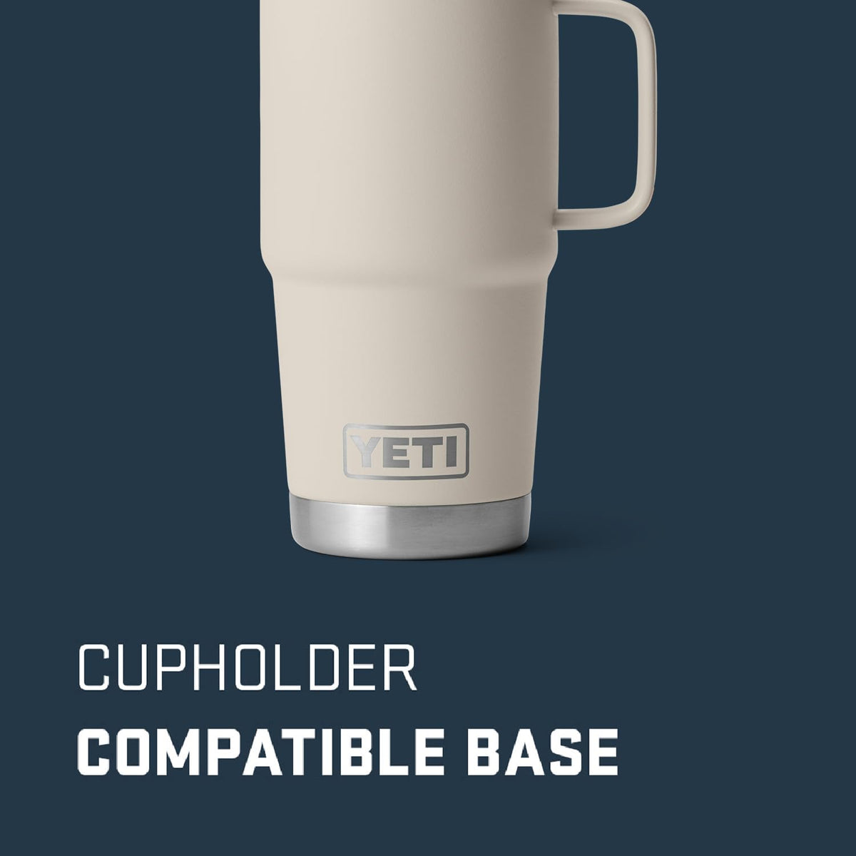YETI Rambler 20 oz Cape Taupe 360-degree handle for easy grip