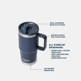 YETI Rambler 20 oz Travel Mug fits most car cup holders for quick reach