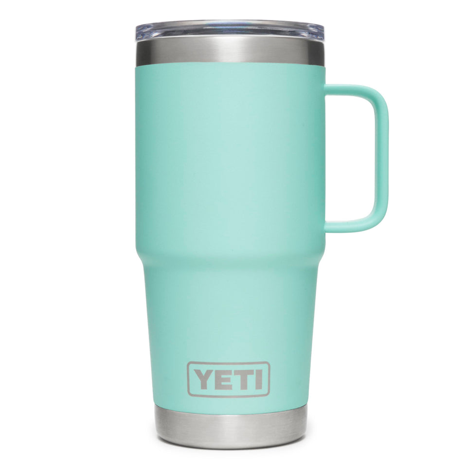 YETI Rambler 20oz Travel Mug seafoam color for on-the-go refreshment.
