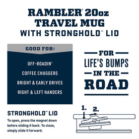 YETI Rambler 20 oz Travel Mug Stronghold Lid closeup with secure seal