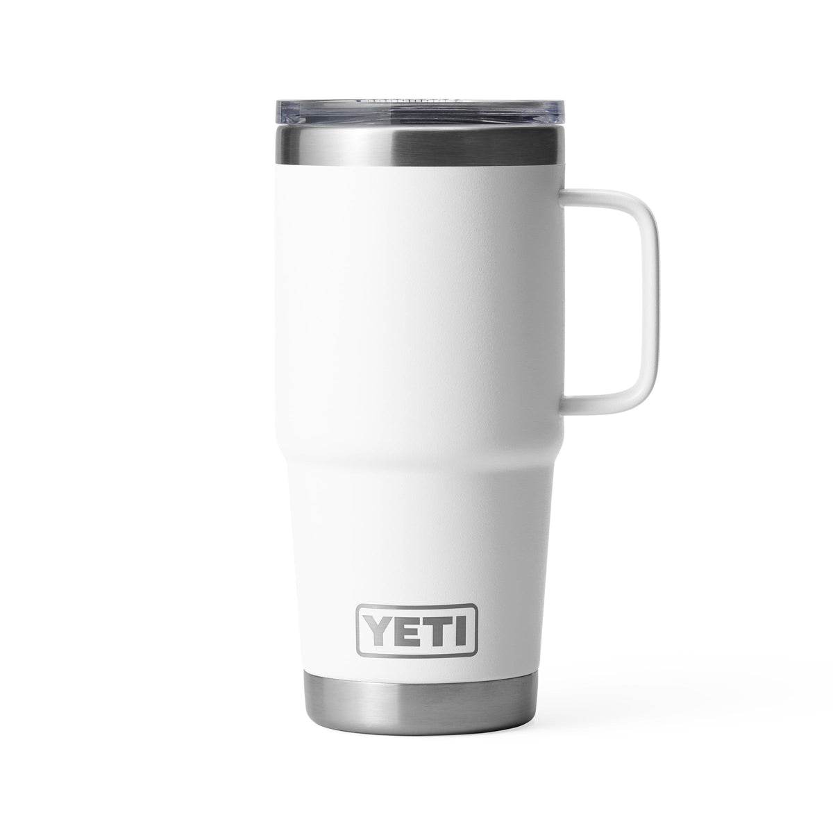 YETI Rambler 20oz white travel mug with ample capacity for all-day caffeine on the go