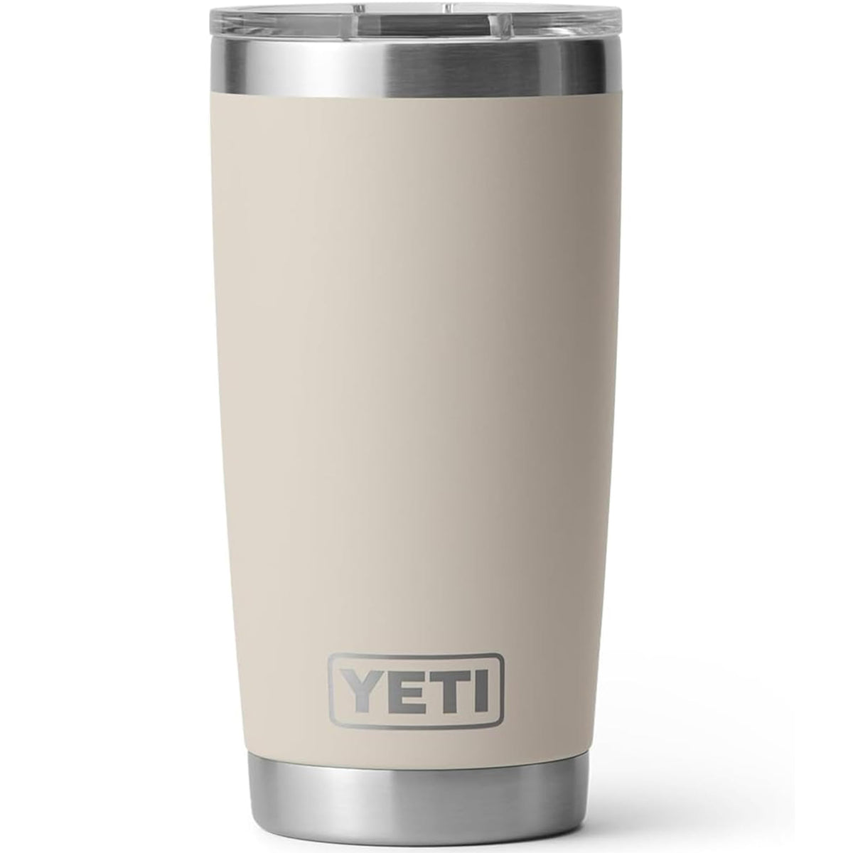 YETI Rambler 20 oz in Cape Taupe, front-angle view, keeps beverages at ideal temperature