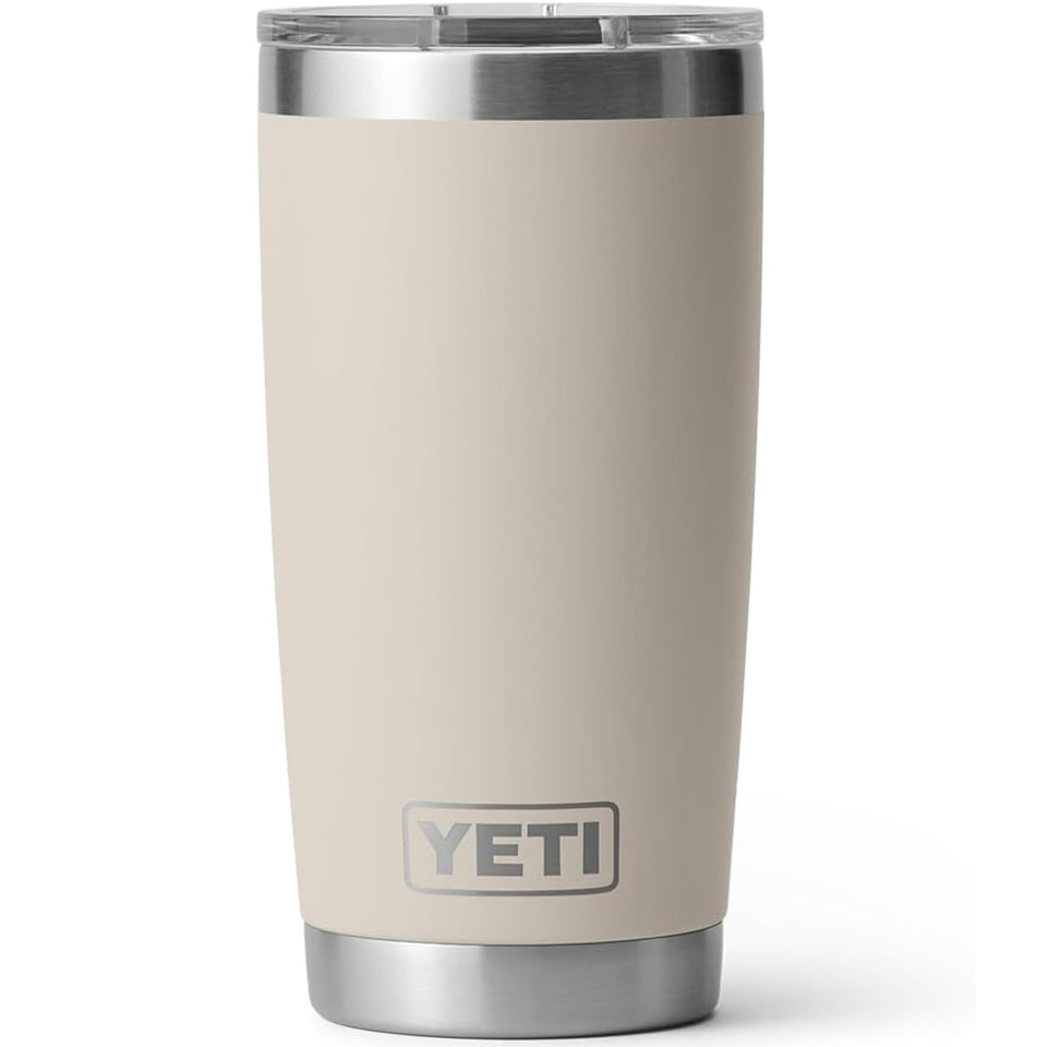 YETI Rambler 20 oz in Cape Taupe, front-angle view, keeps beverages at ideal temperature