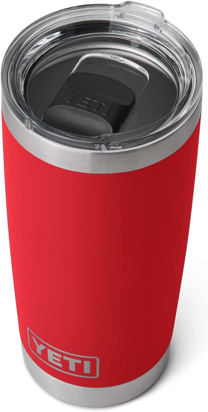 YETI Rambler 20 oz Tumbler with Duracoat finish resisting fading and wear.