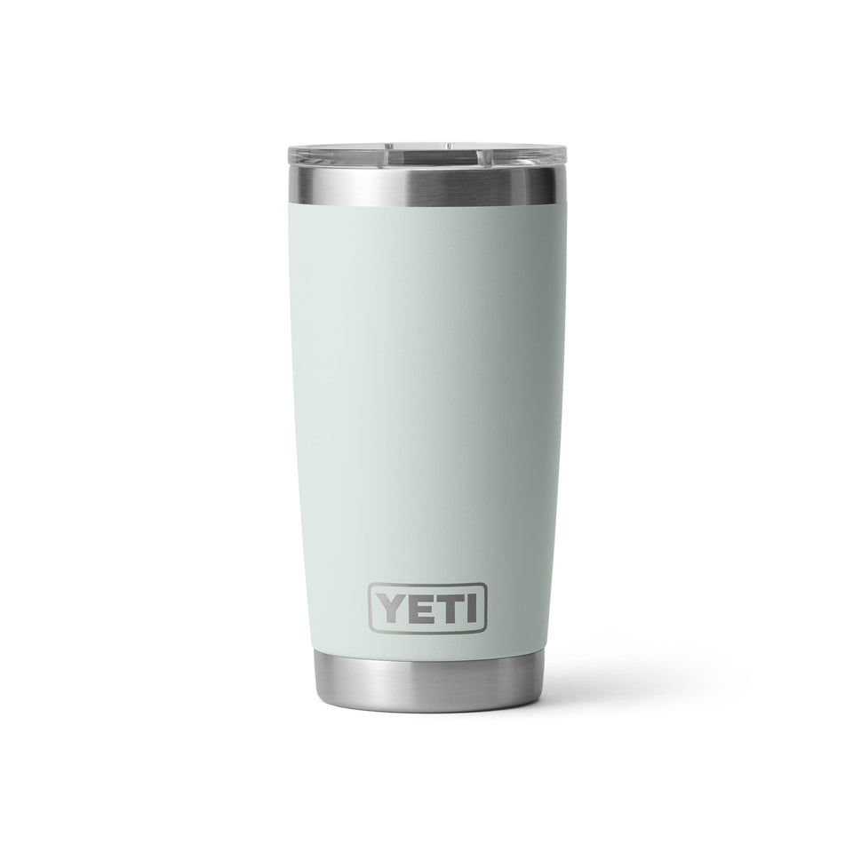 YETI Rambler 20oz front view shows durable stainless steel and Ridgeline finish for rugged daily use.