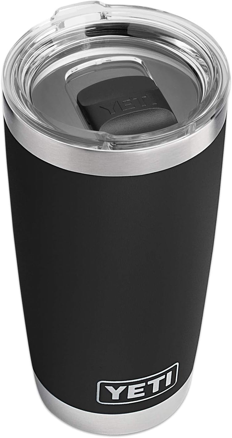 YETI Rambler 20 oz with no-sweat exterior to keep hands dry.