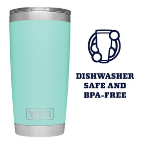 YETI Rambler 20 oz seafoam dishwasher-safe design for easy cleaning.