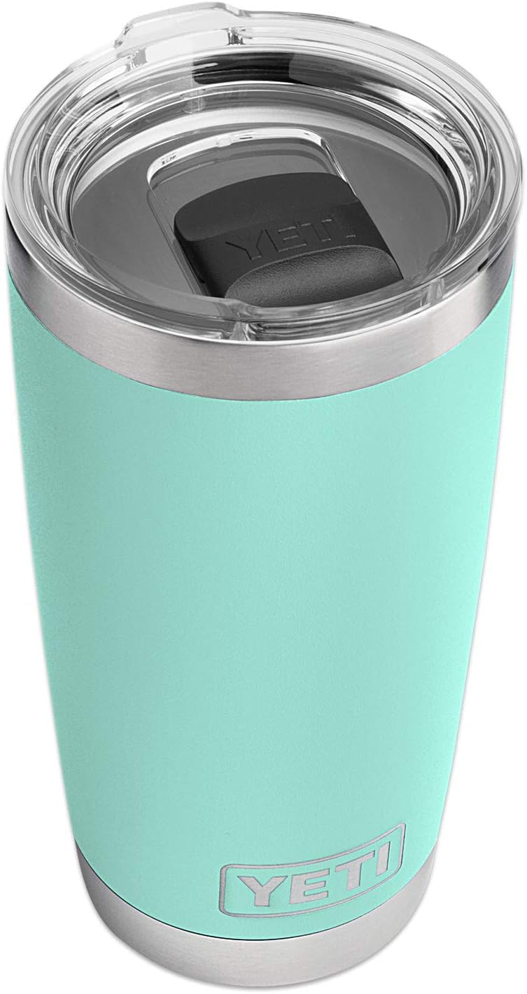 YETI Rambler seafoam Duracoat finish resists chips and fading.