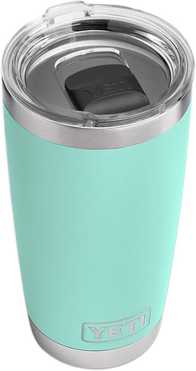 YETI Rambler seafoam Duracoat finish resists chips and fading.