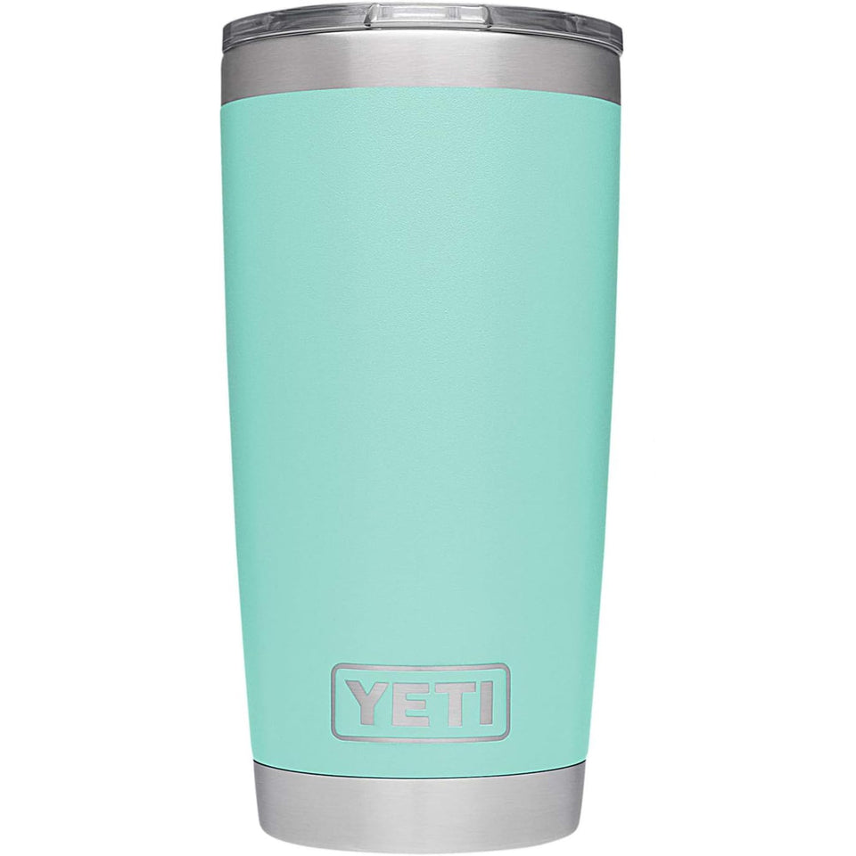 YETI Rambler 20 oz seafoam front view highlighting durable stainless steel.