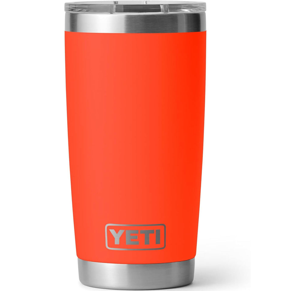 YETI Rambler 20 oz with Solar Flare finish showing rugged stainless steel for outdoor adventures