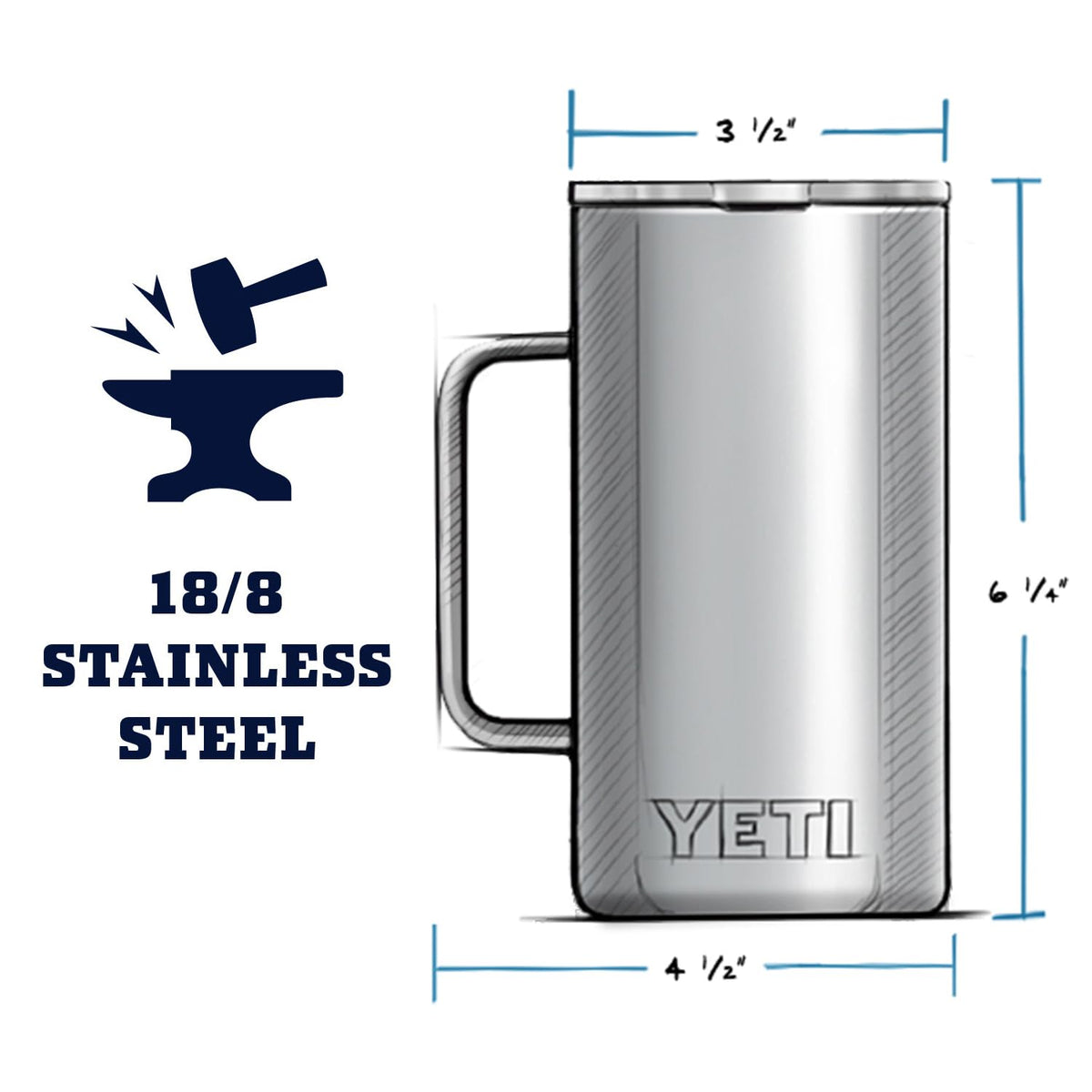 YETI Rambler mug close-up showing MagSlider lid and magnetic seal