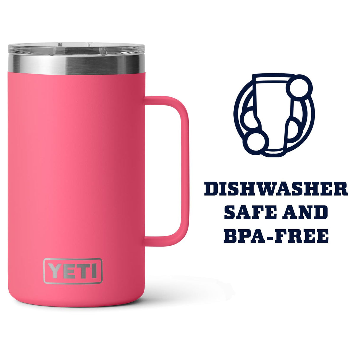 Dishwasher-safe YETI Rambler mug for easy cleanup after adventures