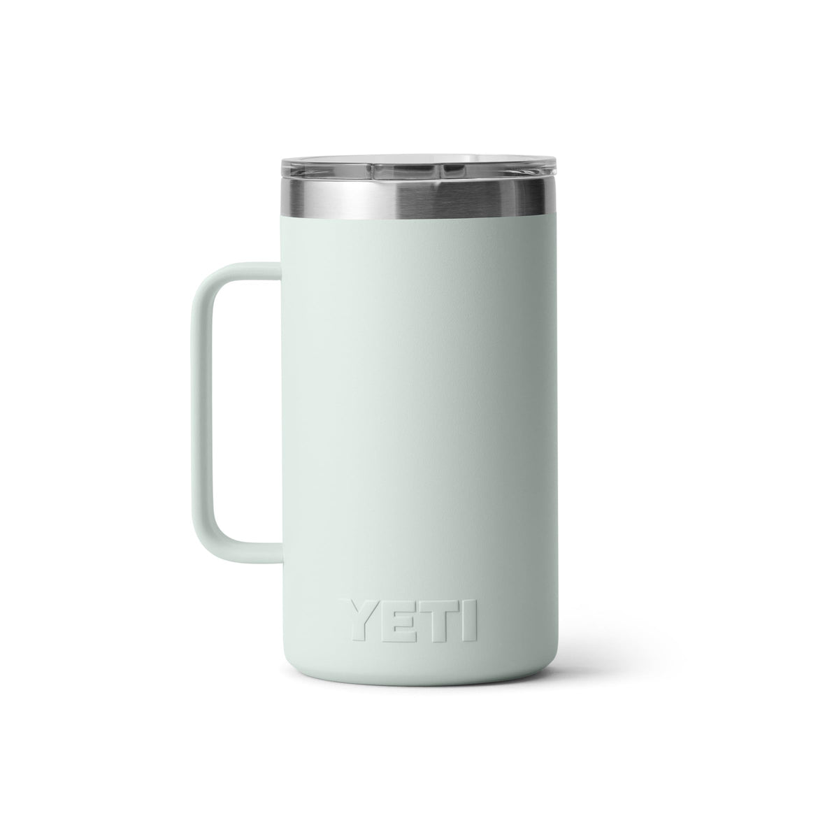 YETI Rambler 24 oz mug No Sweat exterior keeps hands dry.