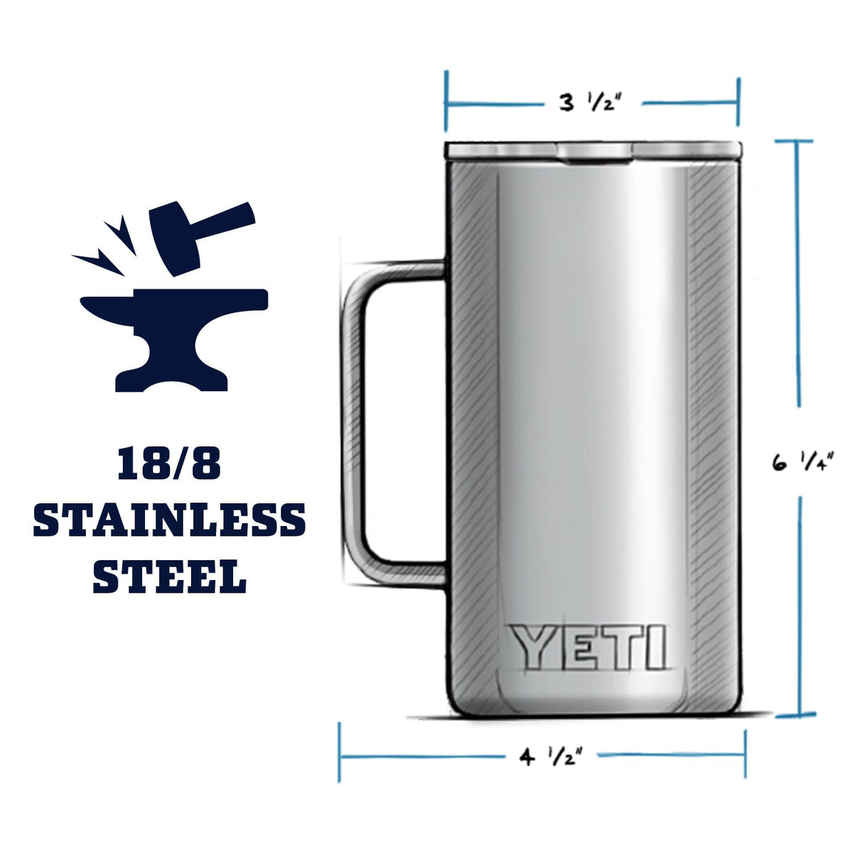 YETI Rambler 24 oz mug in Rescue Red finish ideal for outdoor adventures.