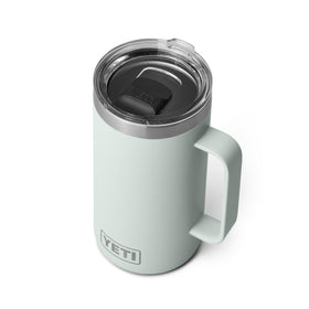 YETI Rambler 24 oz mug in stainless steel for rugged daily use.