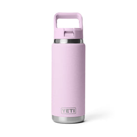 YETI Rambler 26 oz bottle shown in backpack for travel-friendly hydration.