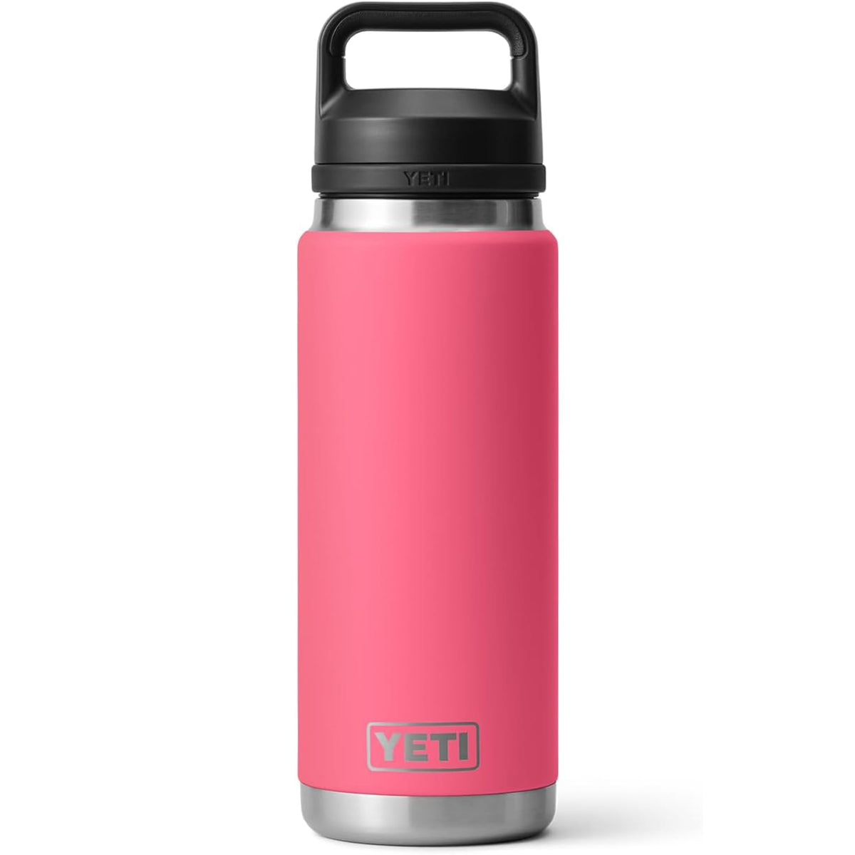 YETI Rambler 26 oz bottle with Chug Cap in tropical pink for on-the-go hydration.