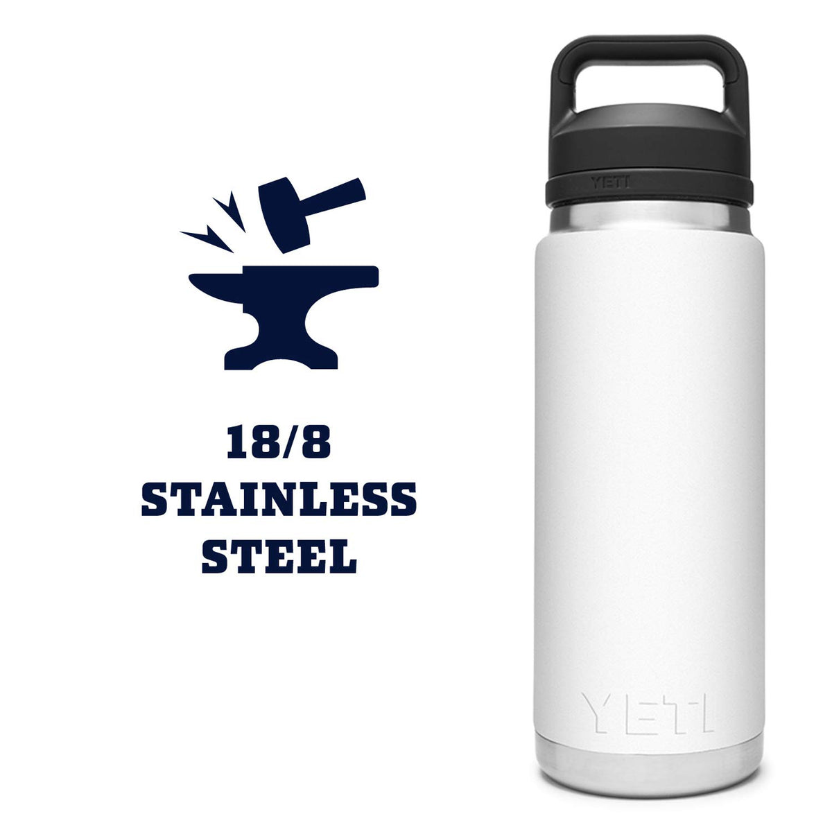 YETI Rambler 26 oz bottle dimensions show compact height and width.