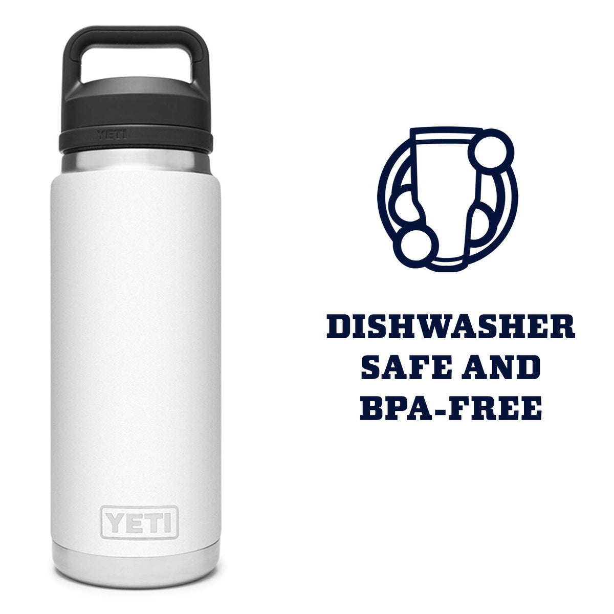 YETI Rambler 26 oz bottle is dishwasher safe for easy cleanup.
