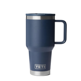 YETI Rambler 30 oz travel mug with flip straw lid in navy, spill-proof on the go