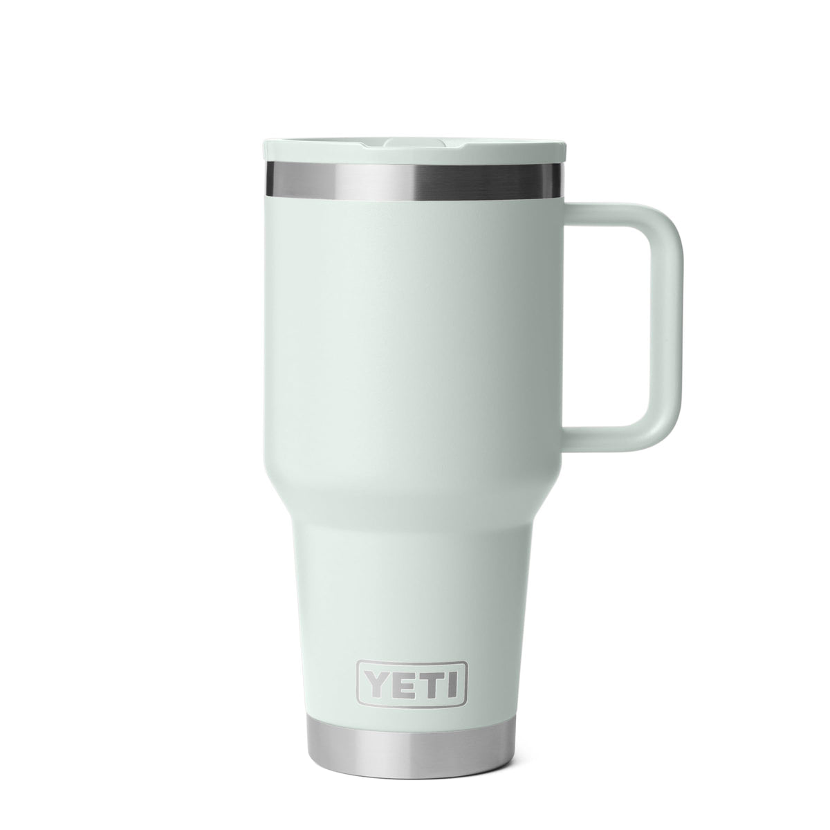 YETI Rambler 30 oz mug with flip straw lid in stainless, ready for spill-free on-the-go hydration.