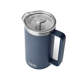 YETI Rambler 34 oz French Press Navy front view highlights rugged durability