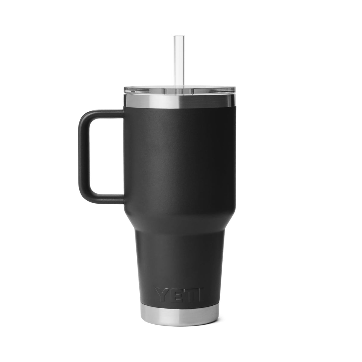 YETI Rambler 35 oz Straw Mug 2.0 fits most cupholders during travel.