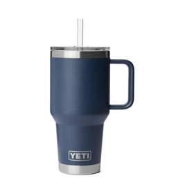 YETI Rambler 35 oz Straw Mug 2.0 demonstrates cupholder compatibility for easy commuting.