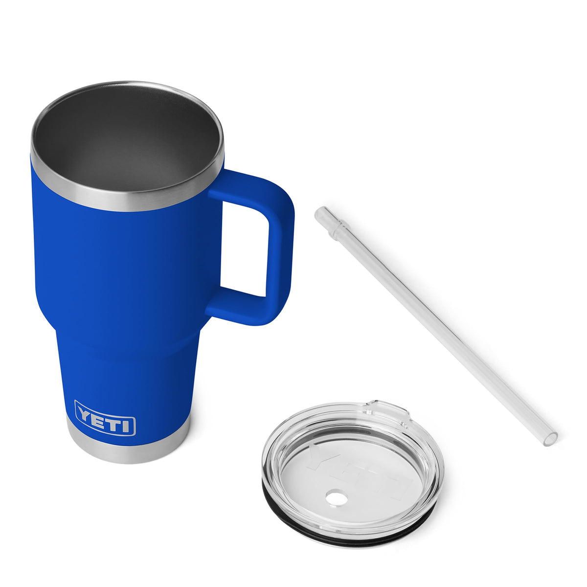 YETI Rambler 35 oz Straw Mug 2.0, handle close-up, sturdy grip for travel.