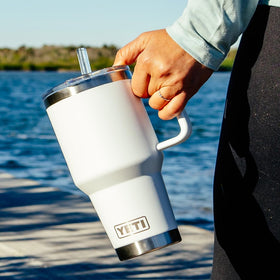 YETI Rambler 35 oz Straw Mug 2.0, reusable straw for eco-friendly sipping.
