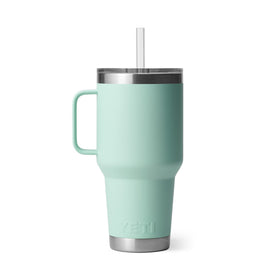 YETI Rambler 35 oz seafoam exterior with durable outer shell for daily use.