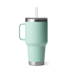 YETI Rambler straw lid with stopper in seafoam, secure sipping on the go.