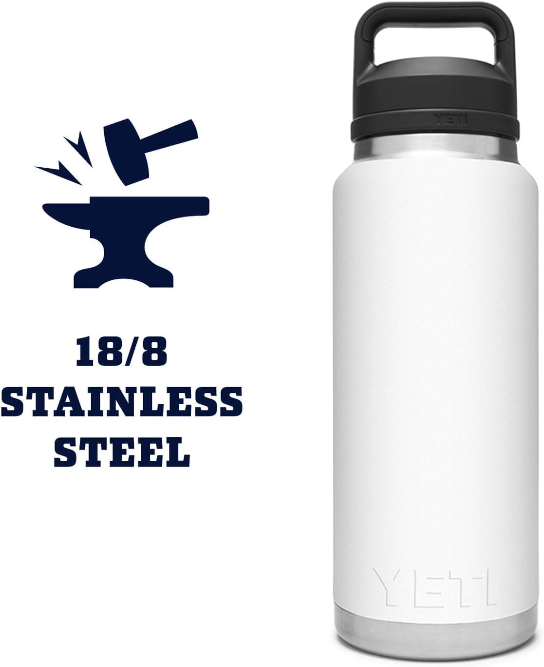 YETI Rambler 36 oz bottle easy-clean cap detaches for thorough washing
