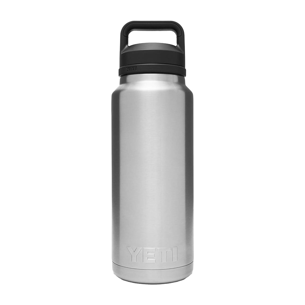 YETI Rambler 36 oz bottle front view highlights rugged stainless construction for daily adventures.