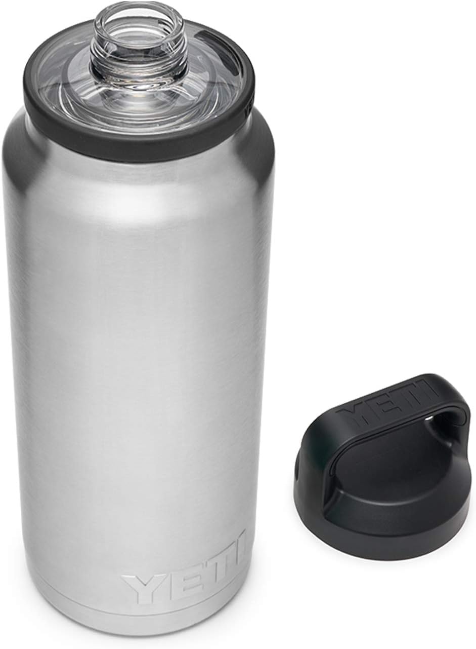 Stainless steel body of the YETI Rambler 36 oz bottle promises durable, condensation-free use.
