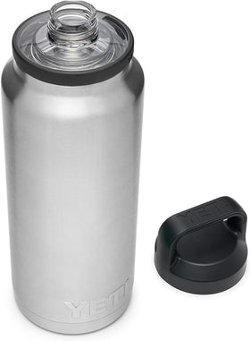 Stainless steel body of the YETI Rambler 36 oz bottle promises durable, condensation-free use.