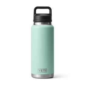 YETI Rambler 36 oz bottle seafoam, front view shows sturdy stainless steel